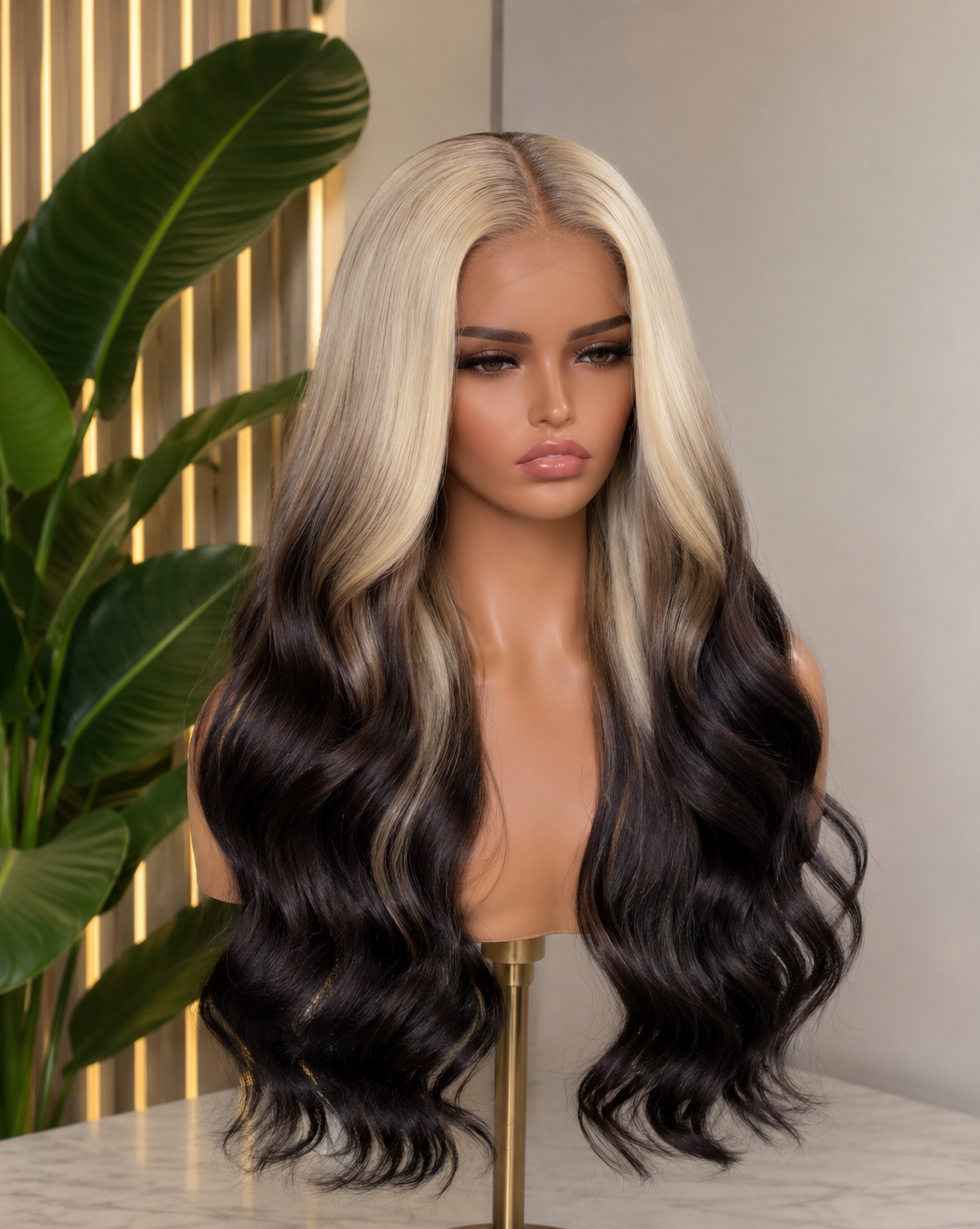 5x5 Glueless High Ombre #4/Blonde Ombré Wig Soft Blonde Highlights