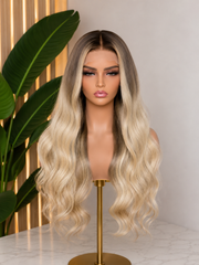 5x5 HD Glueless Wig Cool Ash to light Blonde with Money Piece Ombre Wig